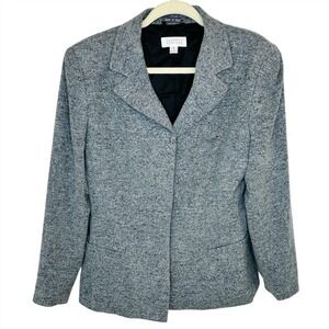 Barneys New York Blazer Size 10 Gray Wool Silk Soft Made in Italy Vintage Jacket